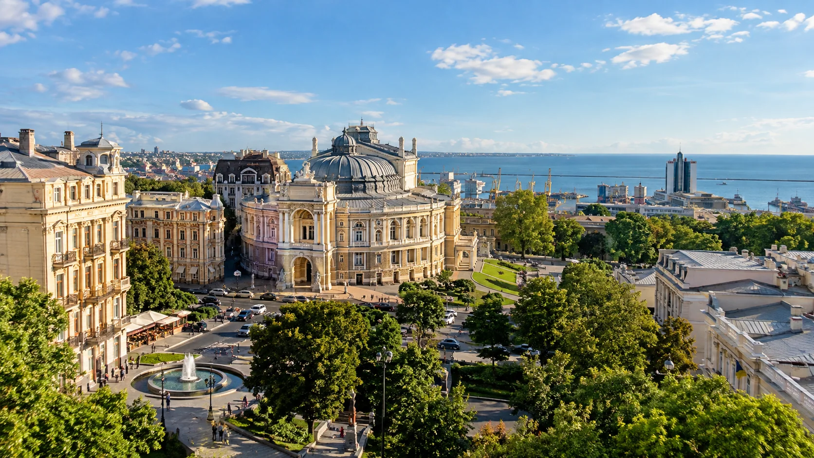 Ілюстрація панорами міста з Оперним театром